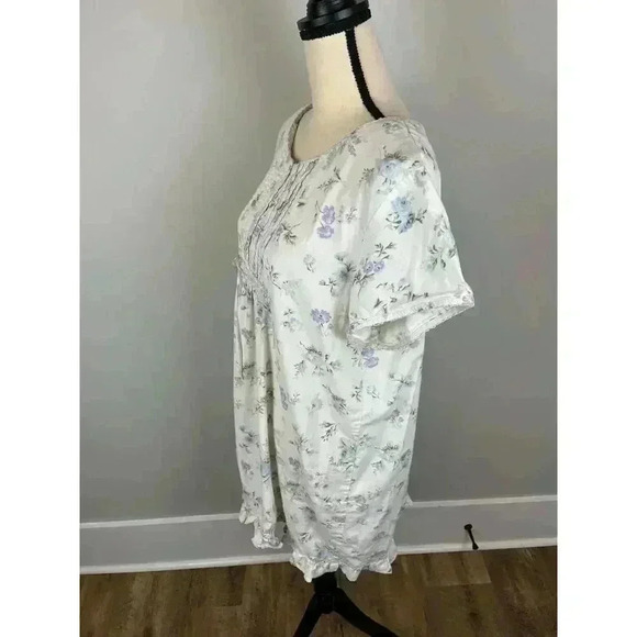 Vtg Laura Ashley Babydoll Ruffle Nightgown Floral Short Sleeve 100% Cotton L - Picture 6 of 15